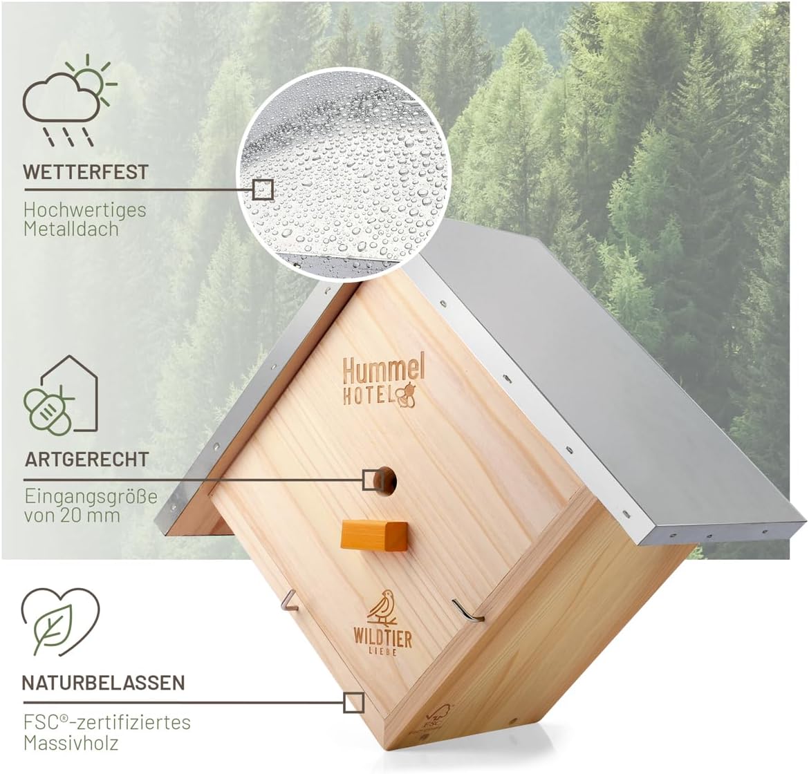 Hummelhotel inkl. Lockstoff und Nistmaterial, Hummelhotel zum Aufhängen