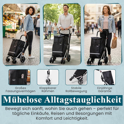 Klappbarer Einkaufstrolley mit 6 Rädern (74L)