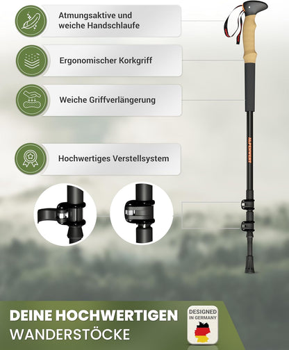 Trekkingstöcke mit Korkgriff, Aluminium