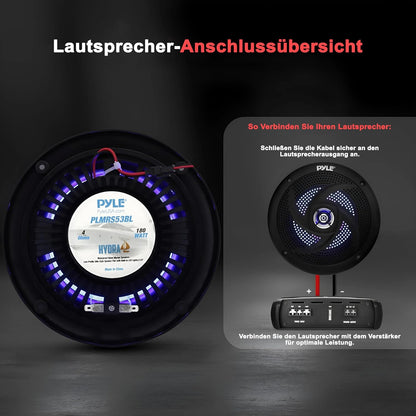 Outdoor Lautsprecher mit LED-Lichtern, 180 Watt Schwarz