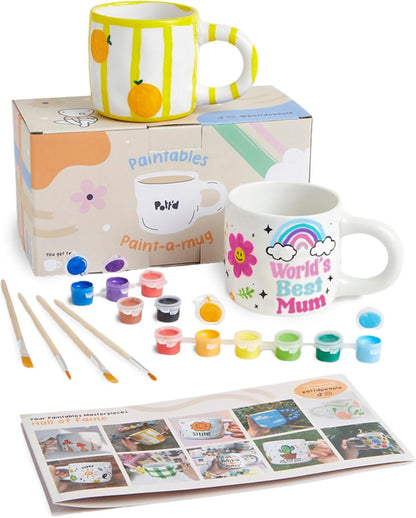 Keramik-Bemalen-Set mit Tassen, Doppel|Klassisches Tassenmalset