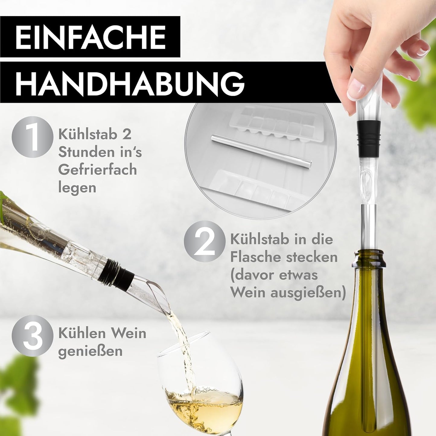 Premium Weinkühlstab mit Ausgiesser, SPT Technologie