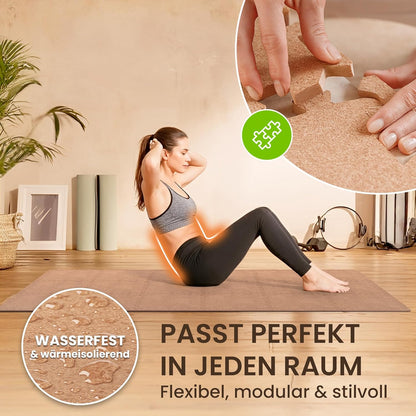 18er-Set Schutzmatten für Fitness, Cork | 18 Matten | 1,67 M² 32L x 32B x 1D cm