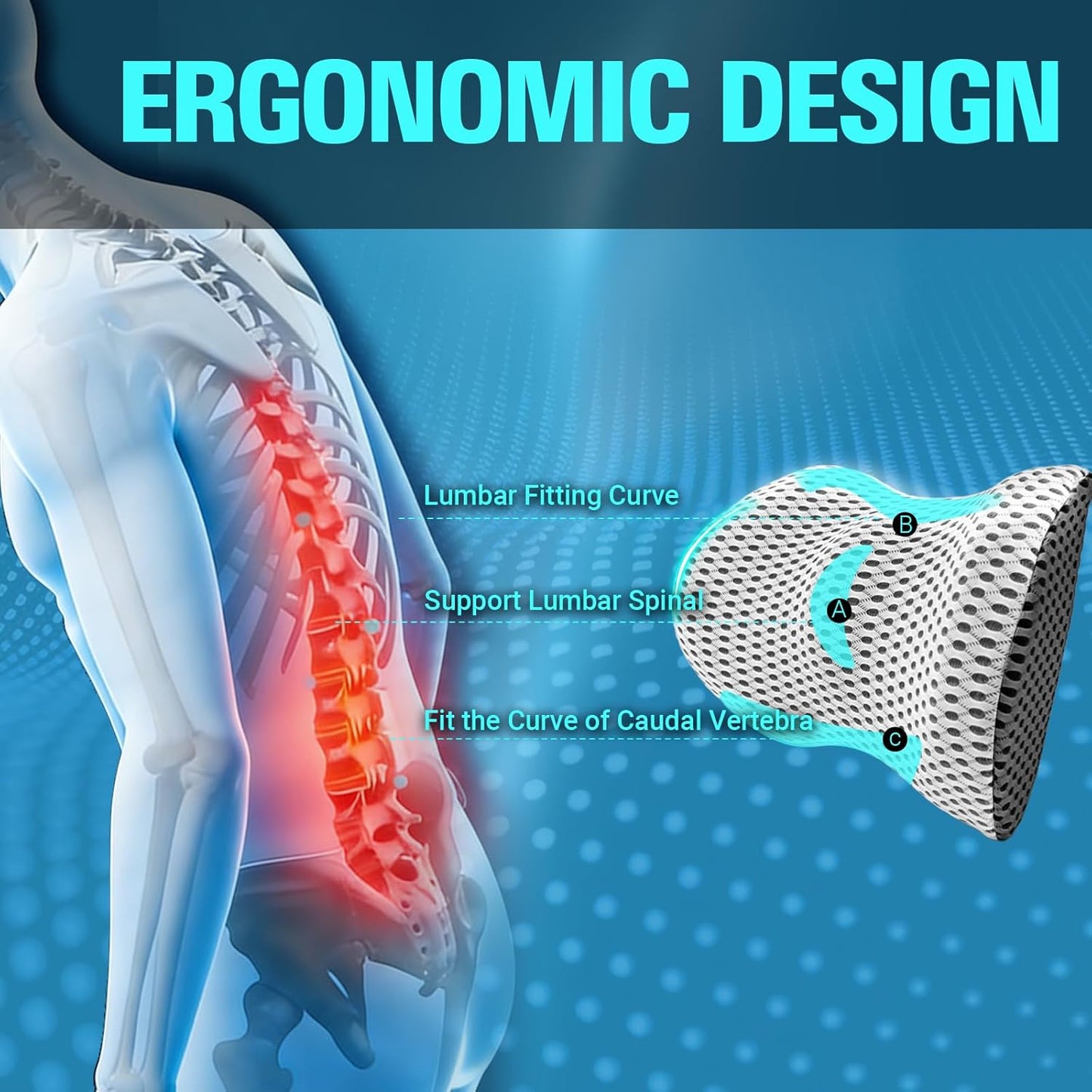 Ergonomisches Lendenstützkissen aus Memory-Schaum, Grau