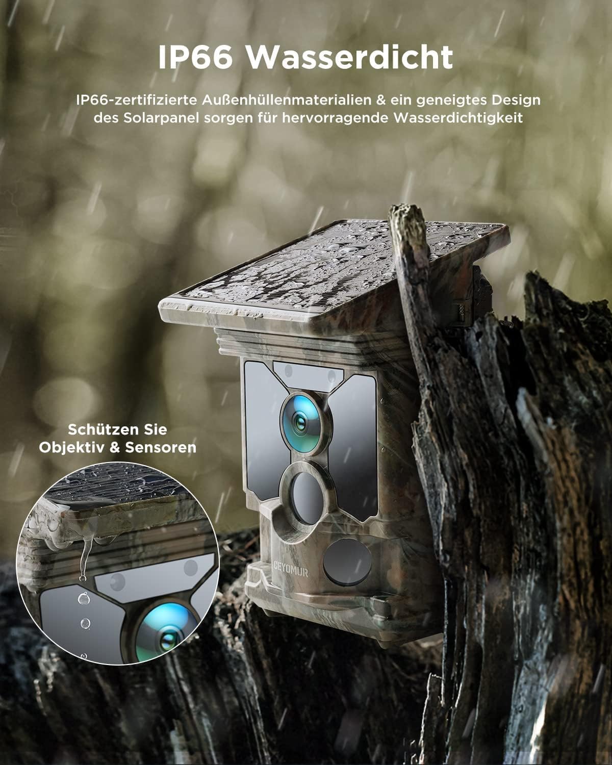 Solar-Wildkamera mit 4K-Videoaufzeichnung, Tarnfarbe