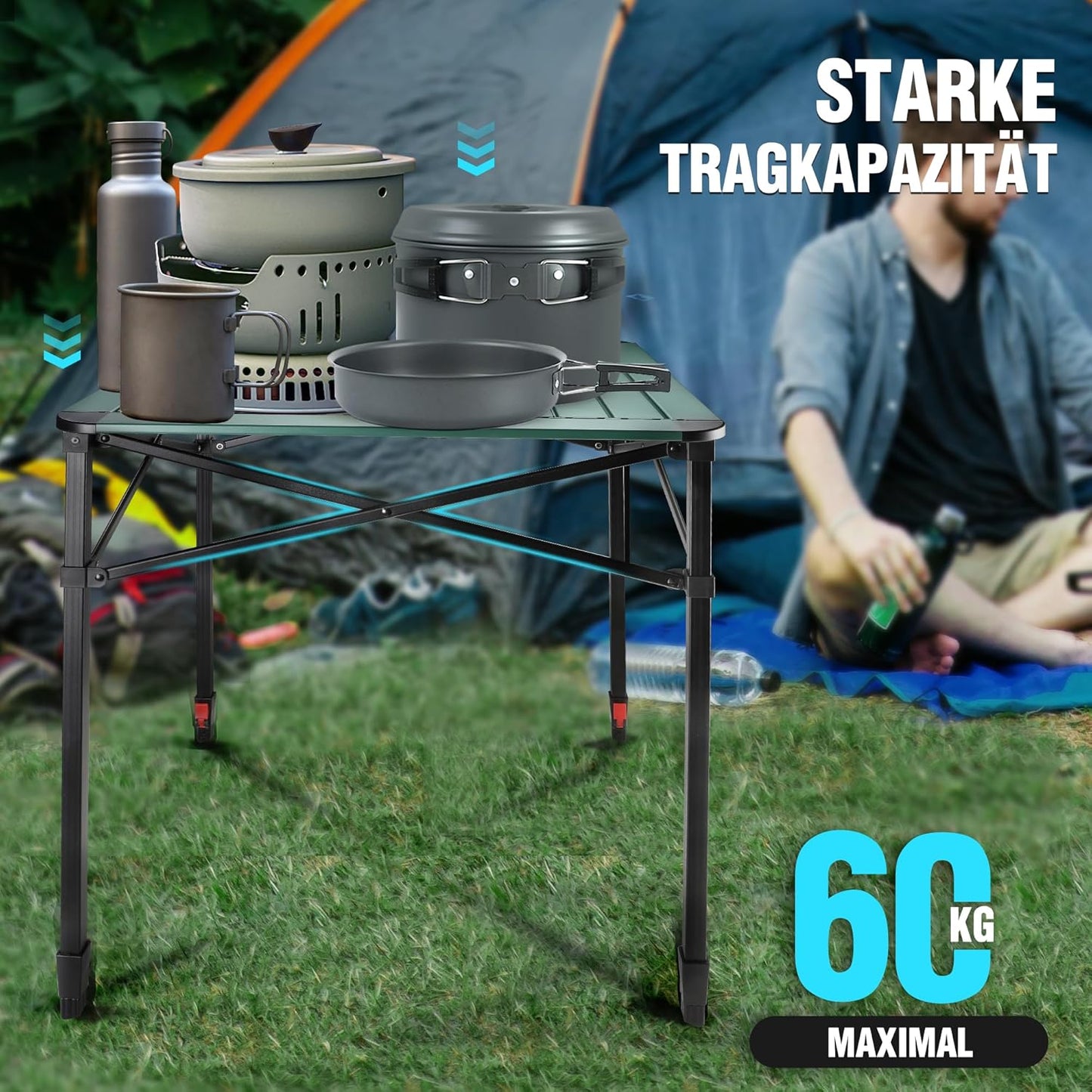 Klapptisch aus Aluminium mit Tragetasche, Large