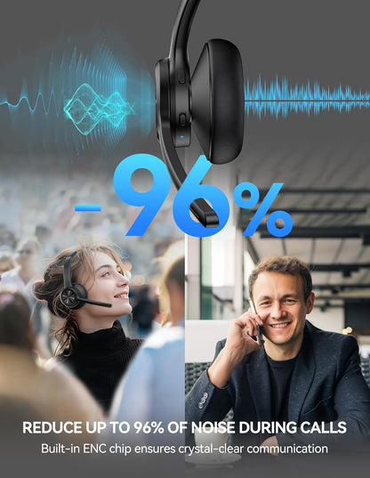 Bluetooth-Headset mit Mikrofon und Noise Cancelling, Modern Schwarz