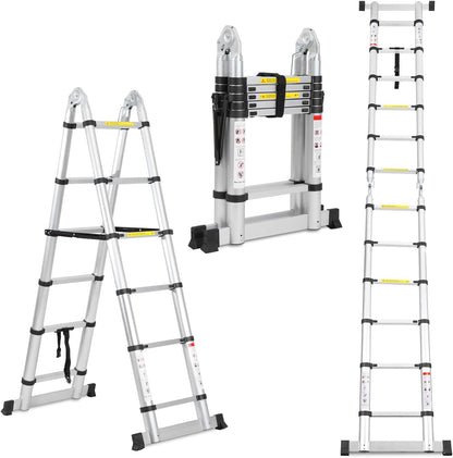 Teleskopleiter Aluminium klappbar 3.8m, 3.8(1.9+1.9)m Silber