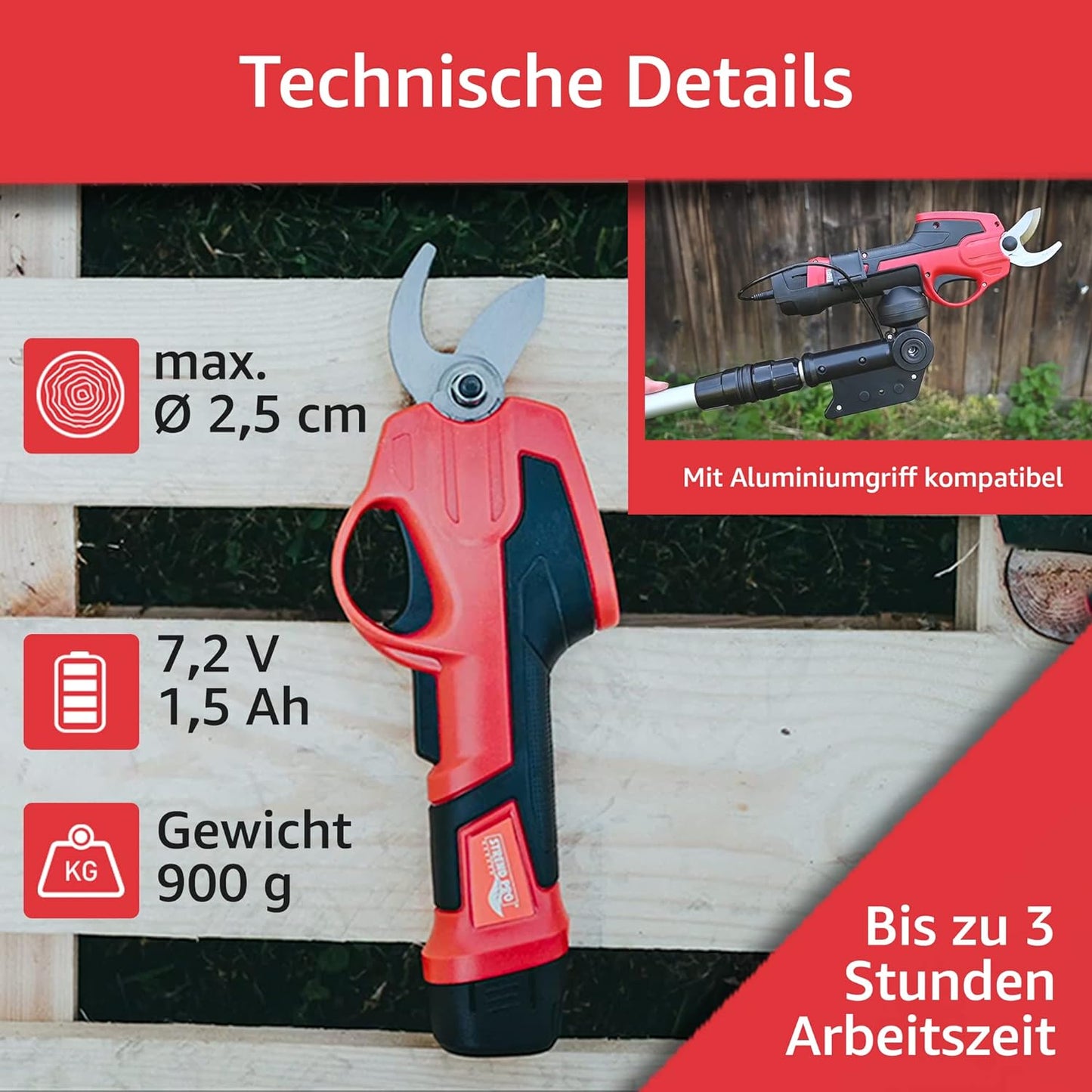 Elektrische Astschere, Ohne Teleskopgriff