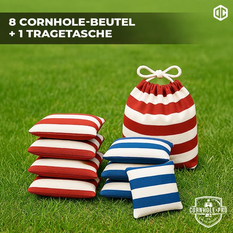 Cornhole Säckchen, Cornhole Tasche - Blaue und Rote gestreift