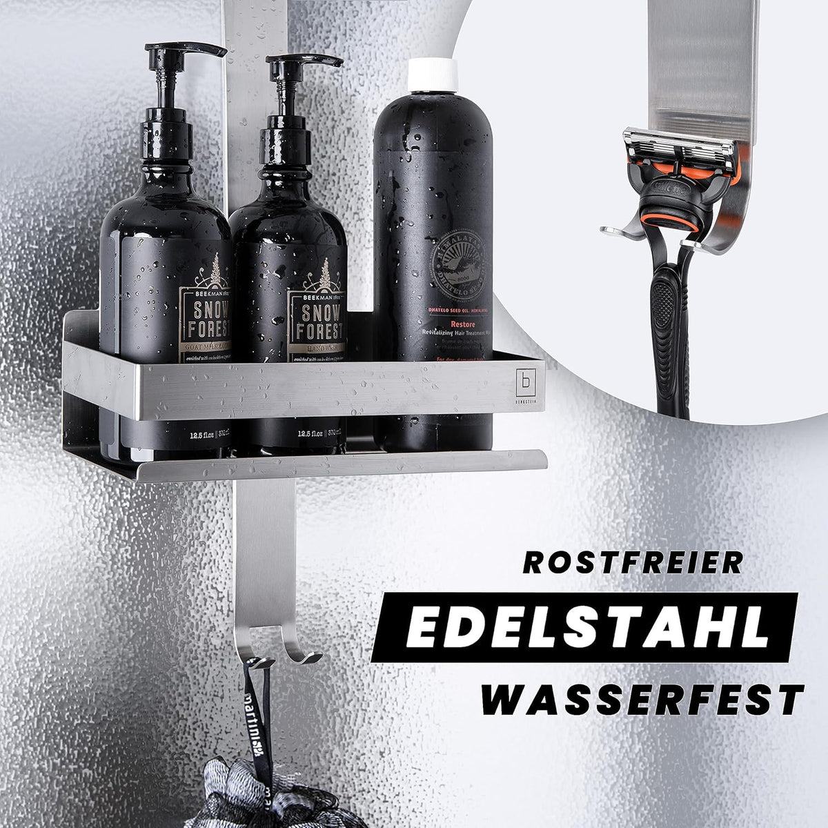 Duschablage mit 2 Hängekörben, zum Hängen Silber