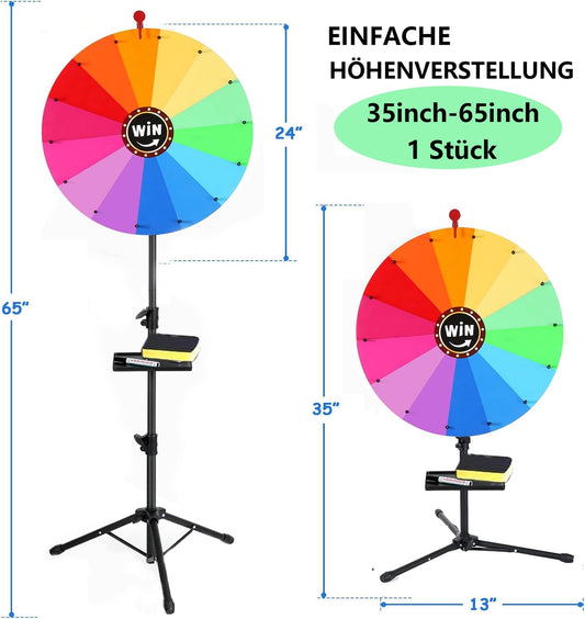Drehbares Glücksrad mit verstellbarem Ständer