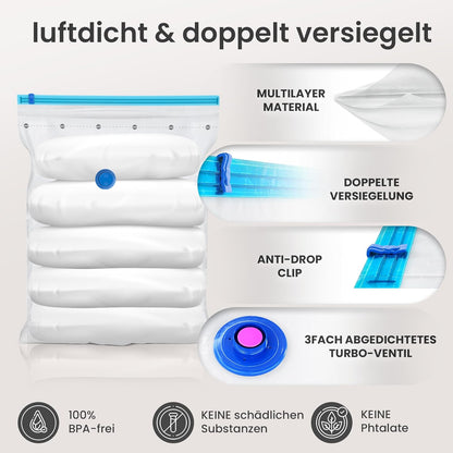 12er-Set Vakuumbeutel für Kleidung, 12 Stück - 3 Grössen