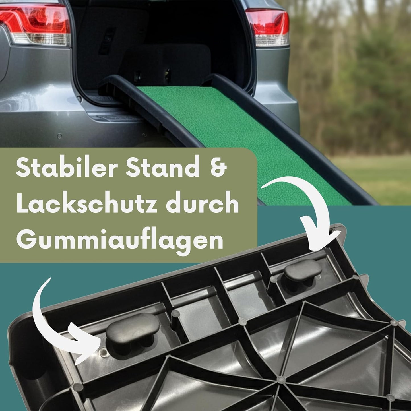 Klappbare Hunderampe mit Kunstrasen