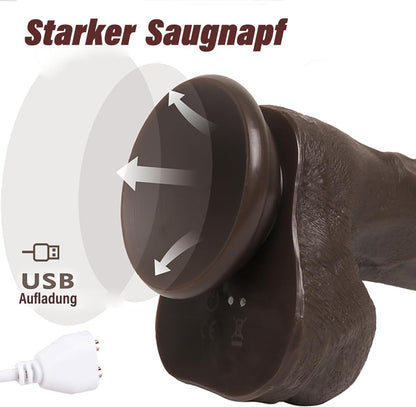 Dildo mit Saugnapf & Vibrationsmodi, Braun