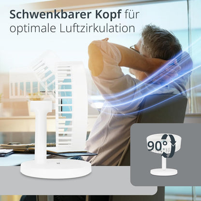USB-Tischventilator mit Akku und 3 Stufen, Weiss