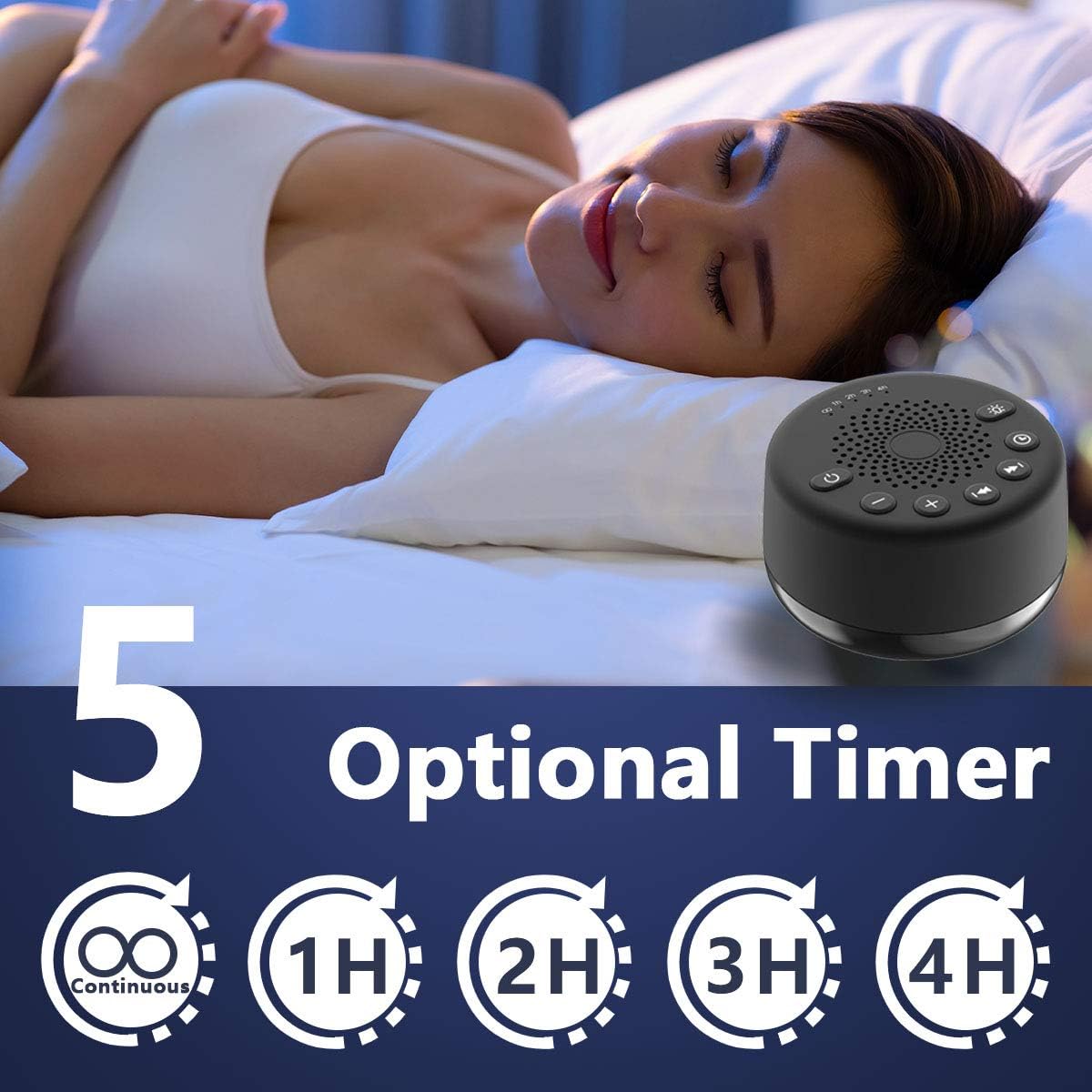 White Noise Maschine mit Schlaf-Timer Funktion, Schwarz Ohne Licht