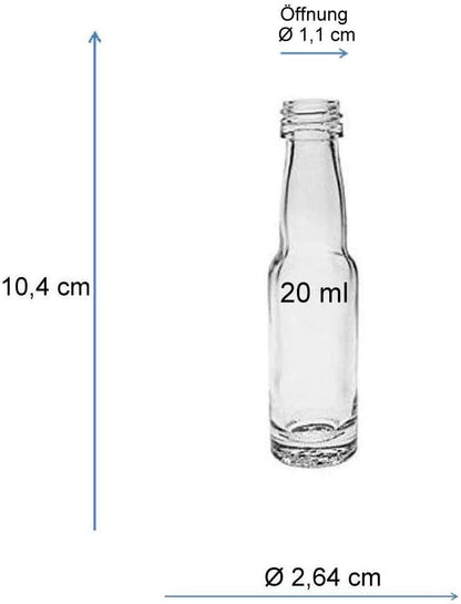 Mini Glasflaschen-Set mit Schraubverschluss (50 x 20ml), 50 x 20ml