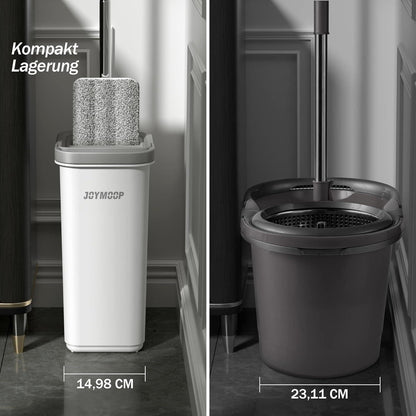 Freihändiger Wischmopp- und Eimer-Set mit Auswringer, Mittlere Eimer #13 + Griff + 3 Pads