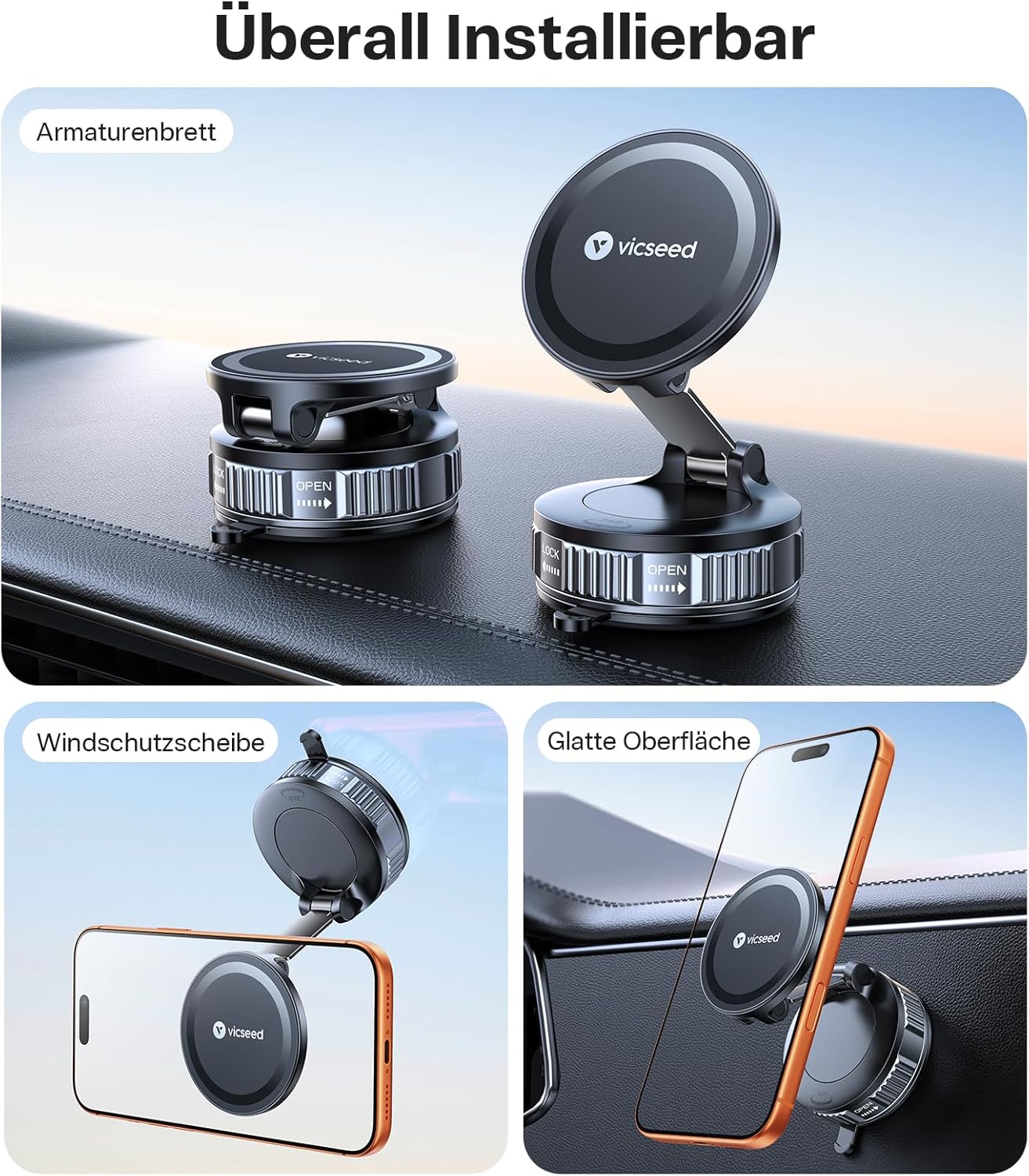 Magnetische Handyhalterung für Auto, Schwarz