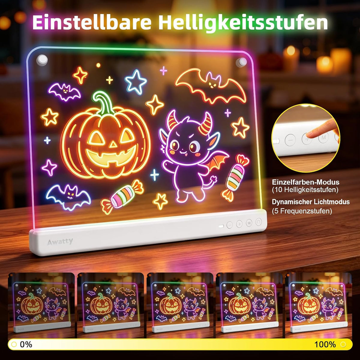 LED Zeichenbrett mit 10 Lichtmodi (16 Zoll), White