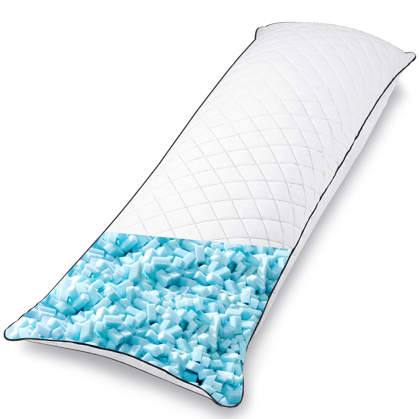 Ergonomisches Ganzkörperkissen für Seitenschläfer, 160 x 50 cm Weiss-memory Foam