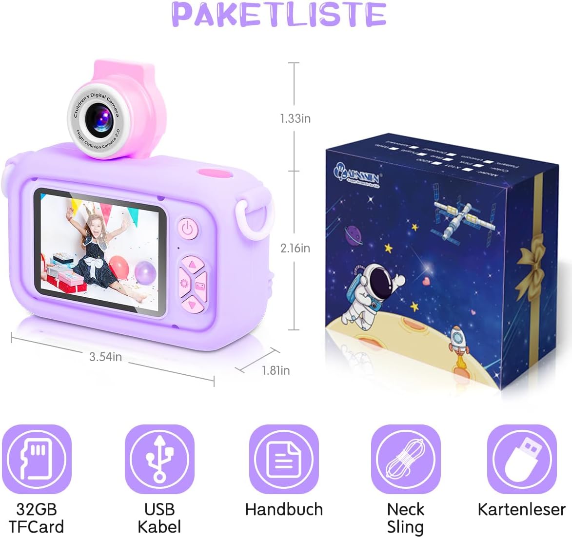 Kinderkamera, Purple Case Unicorn