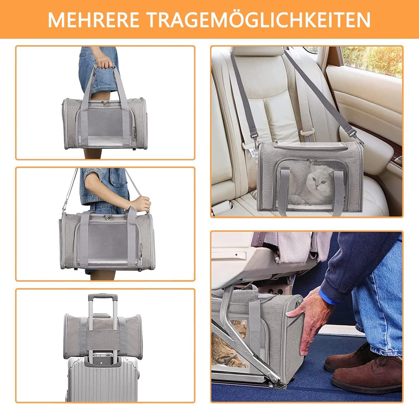 Tiertransporttasche, 50 x 34 x 34cm / Grau