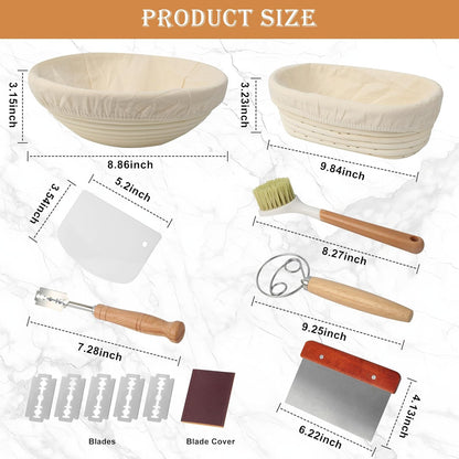 Gärkorb Brotback-Set, 23cm Rund + 25cm Oval
