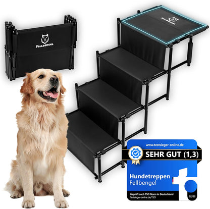 Klappbare Hundetreppe, 4 Stufen Schwarz