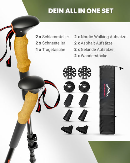 Trekkingstöcke mit Korkgriff, Aluminium