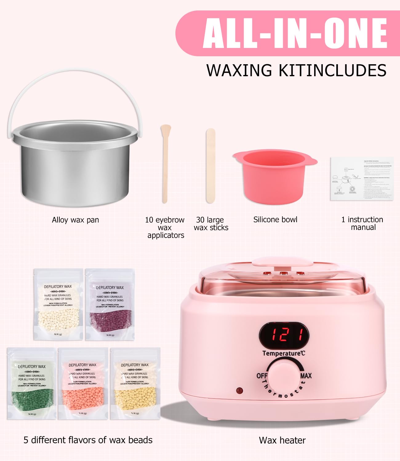 Waxing Set mit Wachswärmer und Zubehör