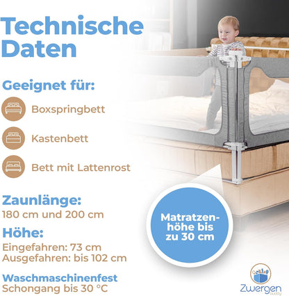 Rausfallschutz-Set für Boxspringbetten, 3er Set für 180x200cm Bett