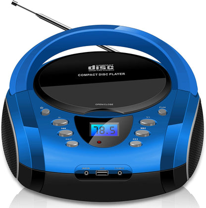Tragbare Boombox mit CD-Player und Bluetooth, Blau