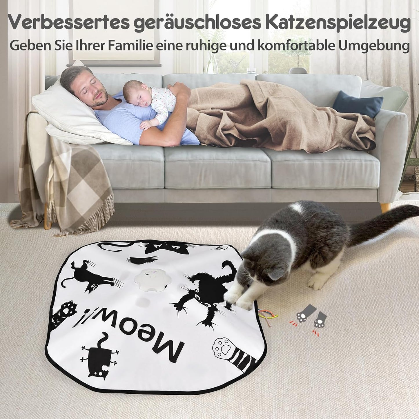 Interaktives 4-in-1 Katzenspielzeug, Schwarzer Miau