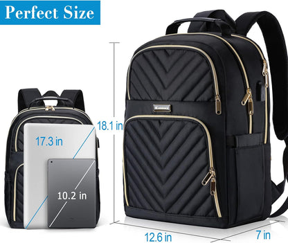 Stylischer Schulrucksack mit USB-Port, 15.6" Schwarz