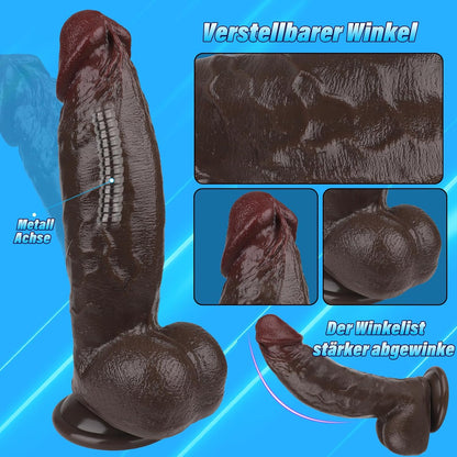 Realistischer Dildo mit Heizung und 10 Funktionen, Braun