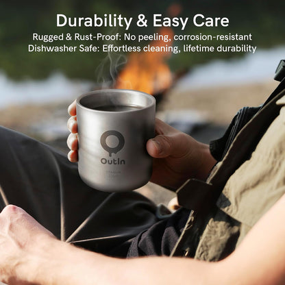 Doppelwandiger Titan-Kaffeebecher, 220 ml