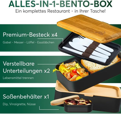 Bento Box, Schwarz & Tan, L - 1200 ml