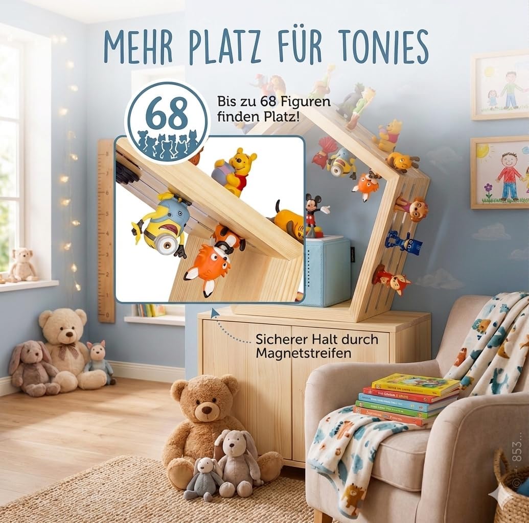 Regal für Toniebox mit Tonies Halterung (Holz)