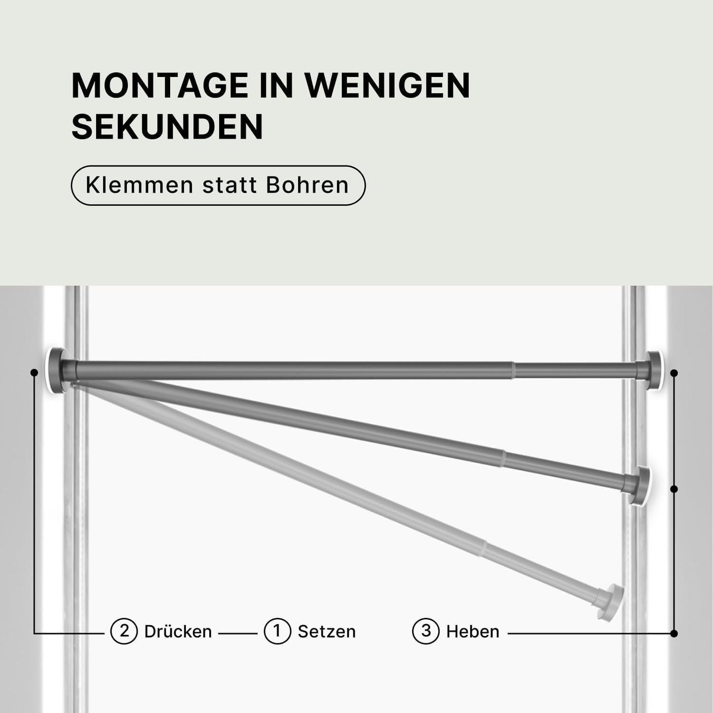 Teleskop-Klemmstange für Duschvorhang, 70-120cm [1Stück] Grau