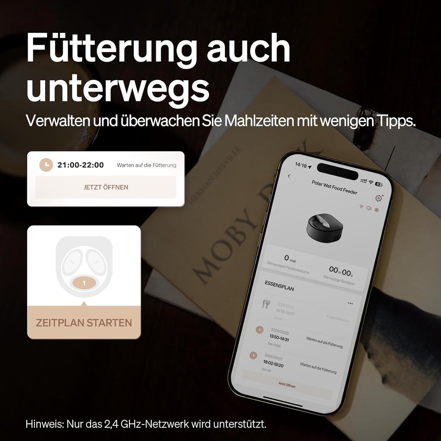 Futterautomat für Katzen mit App-Steuerung, Schwarz