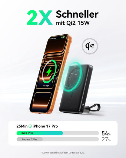 Magnetische Powerbank, Schwarz 10000mAh