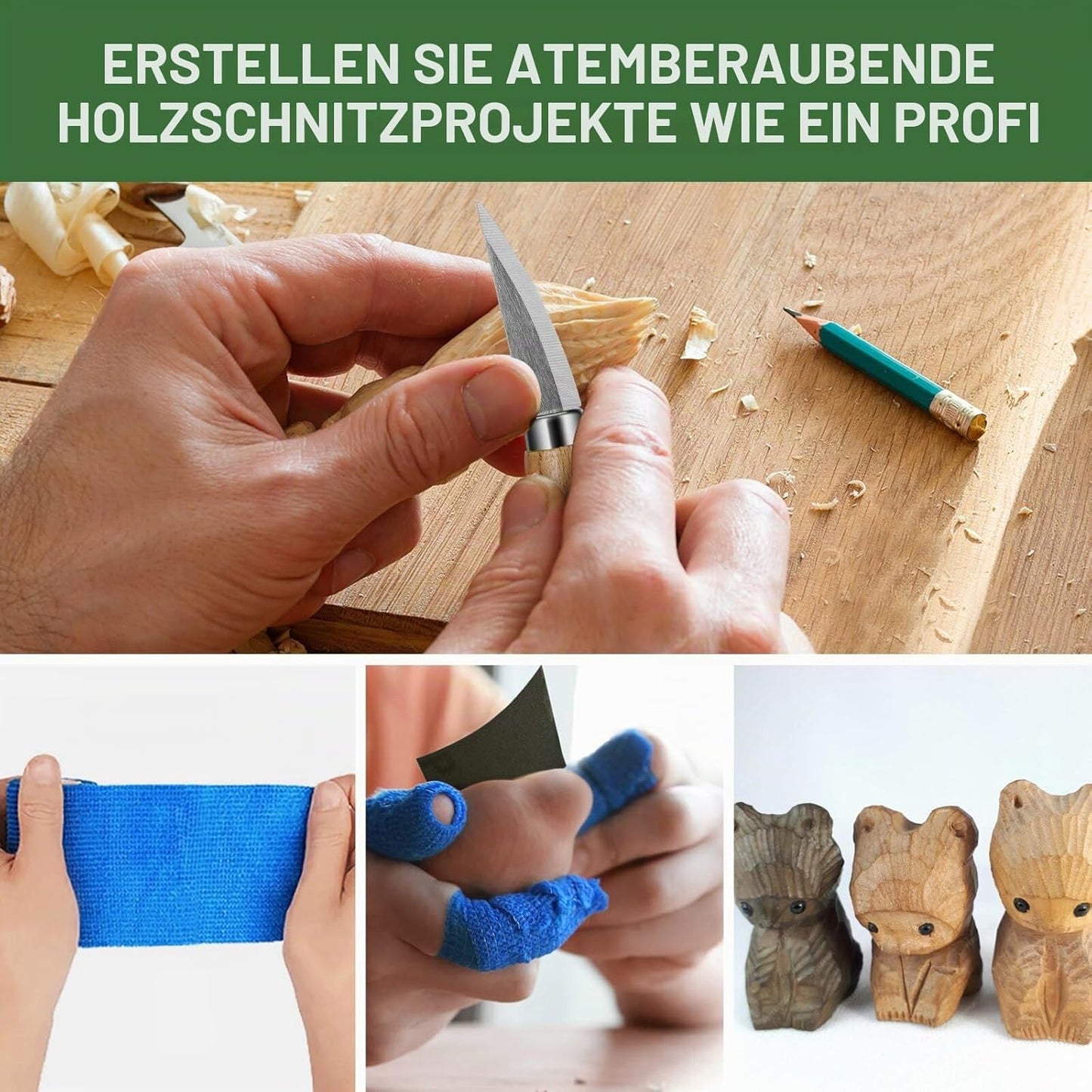 Holzschnitzwerkzeug-Set für Kinder & Anfänger, Gelb