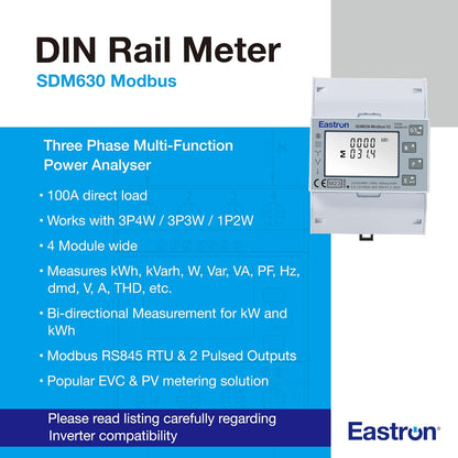 SDM630 Modbus v2 Drei-Phasen-Elektro-Energiezaehler, SDM630-MODBUS-MID