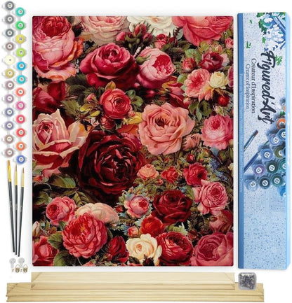 Malen nach Zahlen Romantische Blumen, 40 x 50 cm, Romantische Blumen 40x50cm Mit Keilrahmen (nicht gespannt)
