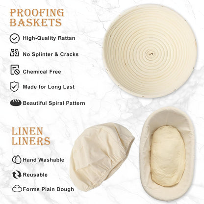 Gärkorb Brotback-Set, 23cm Rund + 25cm Oval