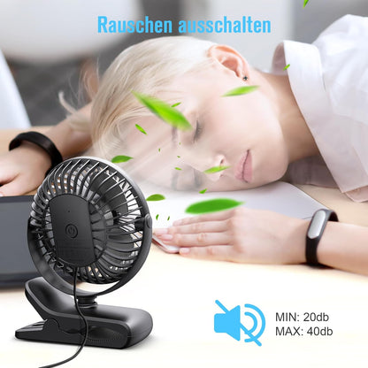 Mini-Ventilator mit Clip, Schwarz