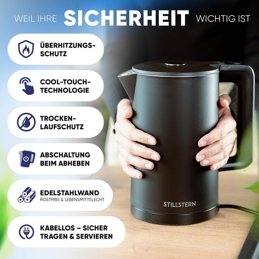 Wasserkocher mit Temperatureinstellung, Schwarz