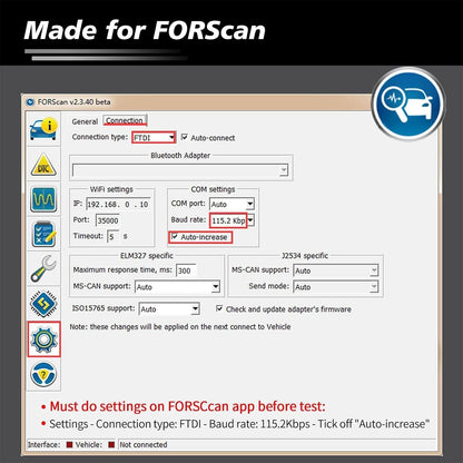OBD-II USB Diagnosegerät für FORScan mit Auto Switch
